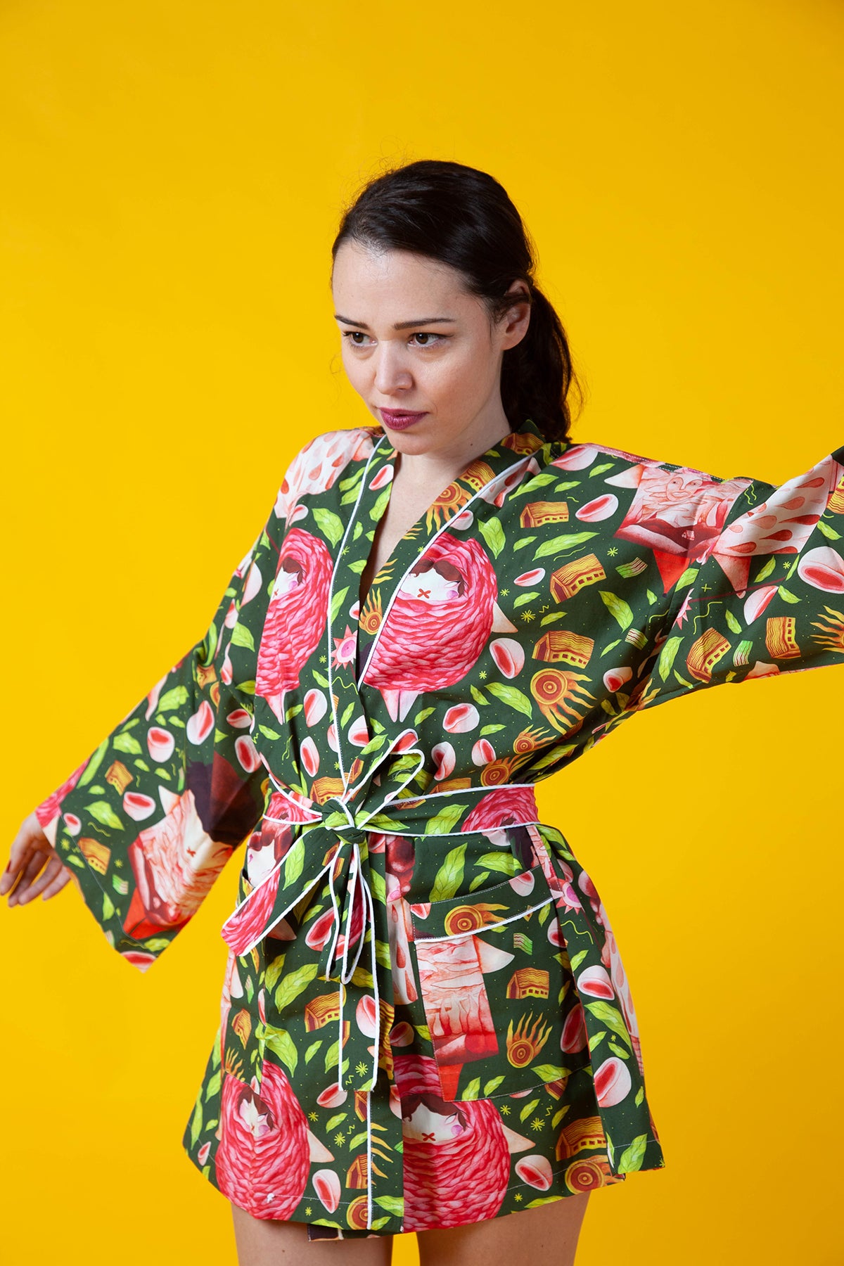 Lined Robe in Greenberry